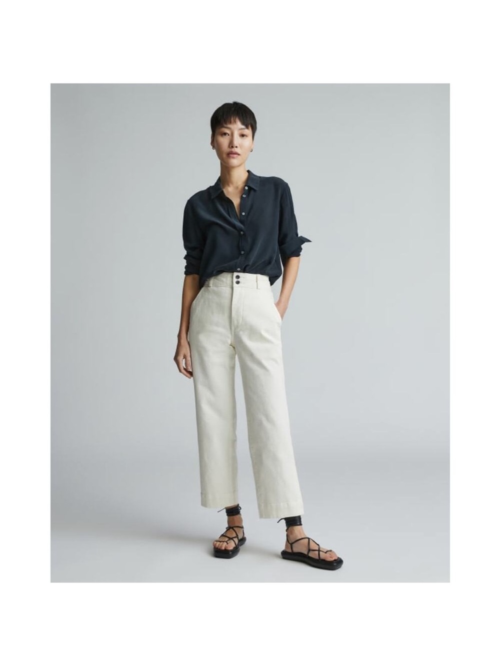 Everlane High-Waist Wide Leg Organic Cotton Bone Jeans Size 4